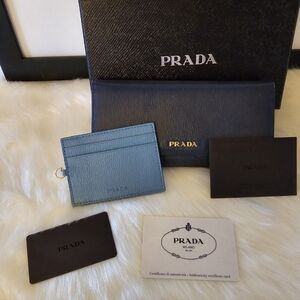 PRADA Vitello Move Continental Flap Wallet Blue